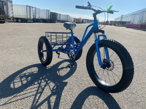 New 24″ Fat Tire Tricycle Bike | 3 - Wheel Adult Trike with Extra Wide Tires – Model 5295361 - with BLUE 5295361 | Sold by Uncle Wiener's Wholesale