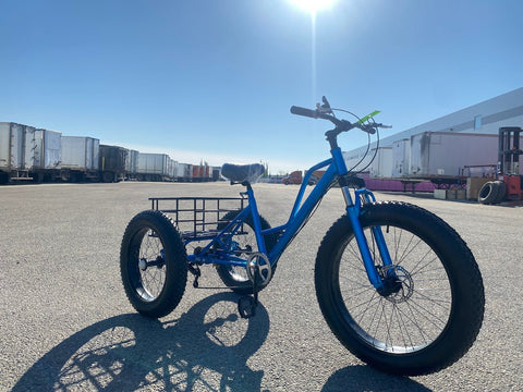 New 24″ Fat Tire Tricycle Bike | 3 - Wheel Adult Trike with Extra Wide Tires – Model 5295361 - with BLUE 5295361 | Sold by Uncle Wiener's Wholesale