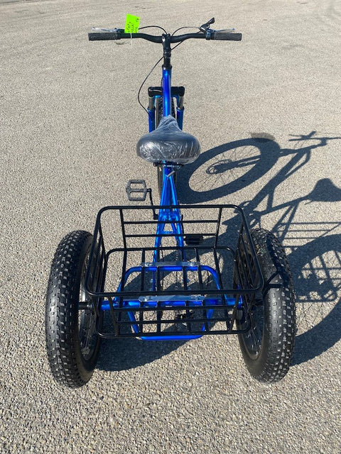 New 24″ Fat Tire Tricycle Bike | 3 - Wheel Adult Trike with Extra Wide Tires – Model 5295361 - with BLUE 5295361 | Sold by Uncle Wiener's Wholesale