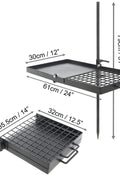 24 inch folding campfire grill with heavy-duty steel grate
Portable black camping grill with foldable legs over a fire pit
Outdoor camping fire grate with 24” surface for pots and pans