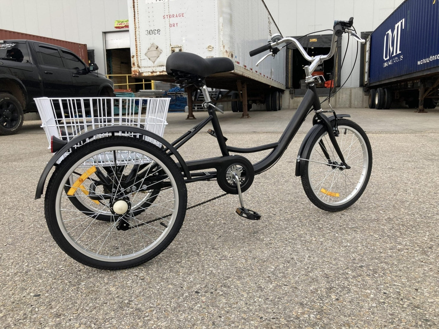 New 24 - Inch Adult Tricycle 3 - Wheel Bicycle with Basket – 7 - Speed Shimano – SKUTRI24ADULT - with 24″ | Sold by Uncle Wiener's Wholesale