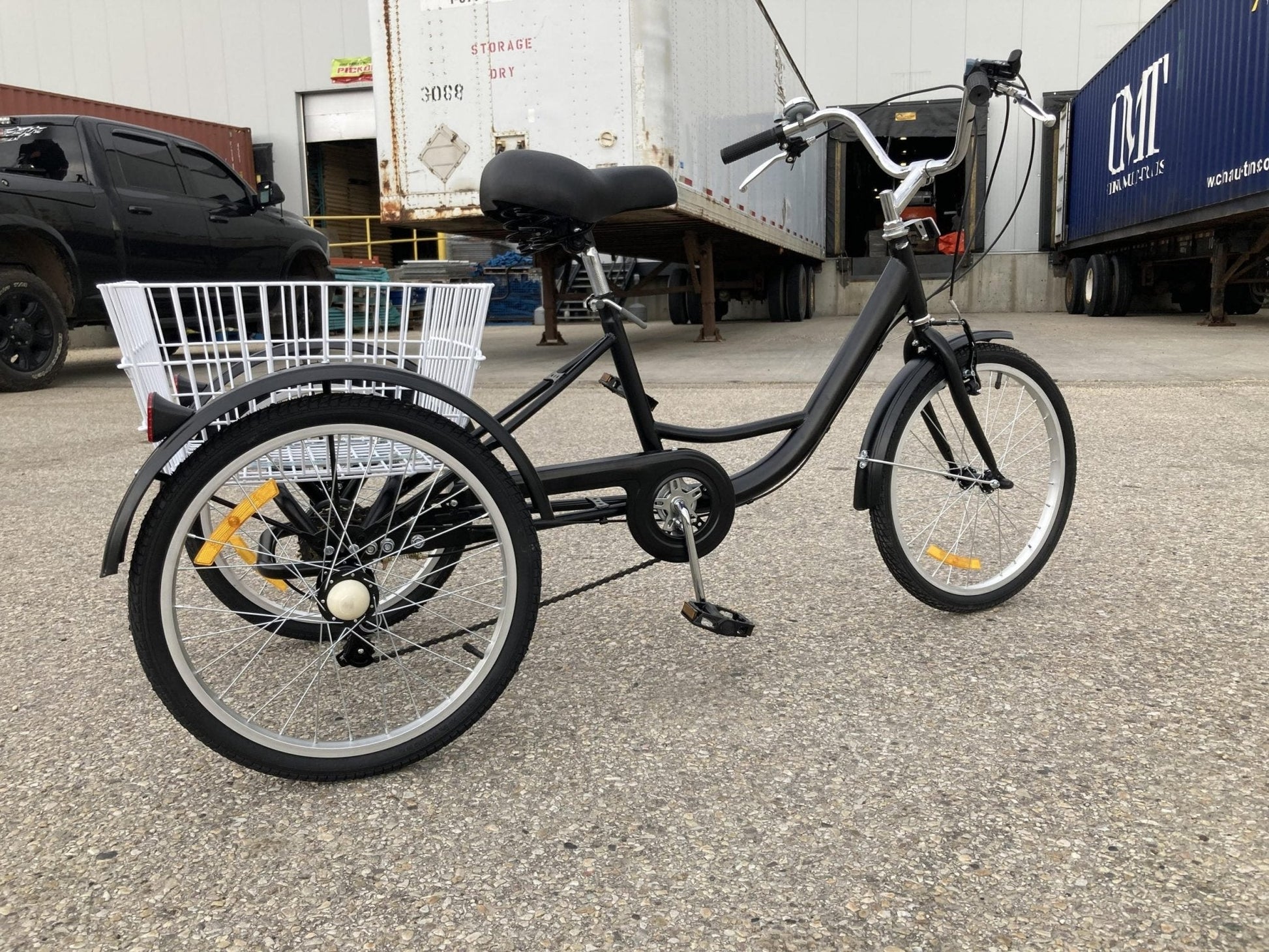 New 24 - Inch Adult Tricycle 3 - Wheel Bicycle with Basket – 7 - Speed Shimano – SKUTRI24ADULT - with 24″ | Sold by Uncle Wiener's Wholesale