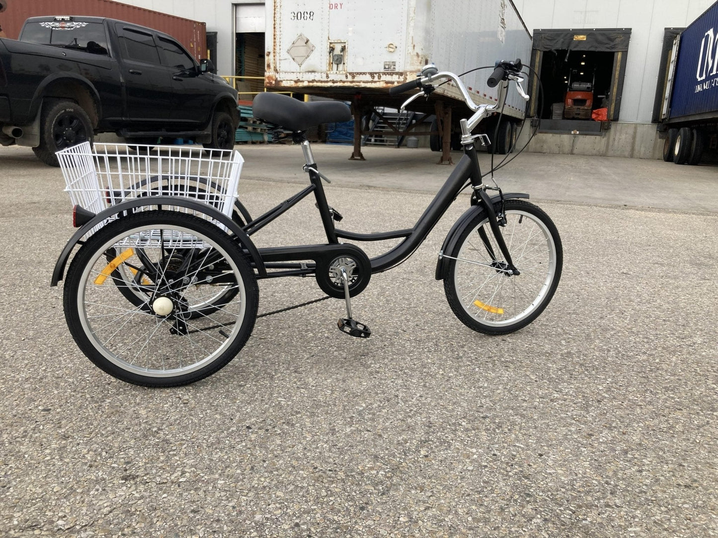 New 24 - Inch Adult Tricycle 3 - Wheel Bicycle with Basket – 7 - Speed Shimano – SKUTRI24ADULT - with 24″ | Sold by Uncle Wiener's Wholesale