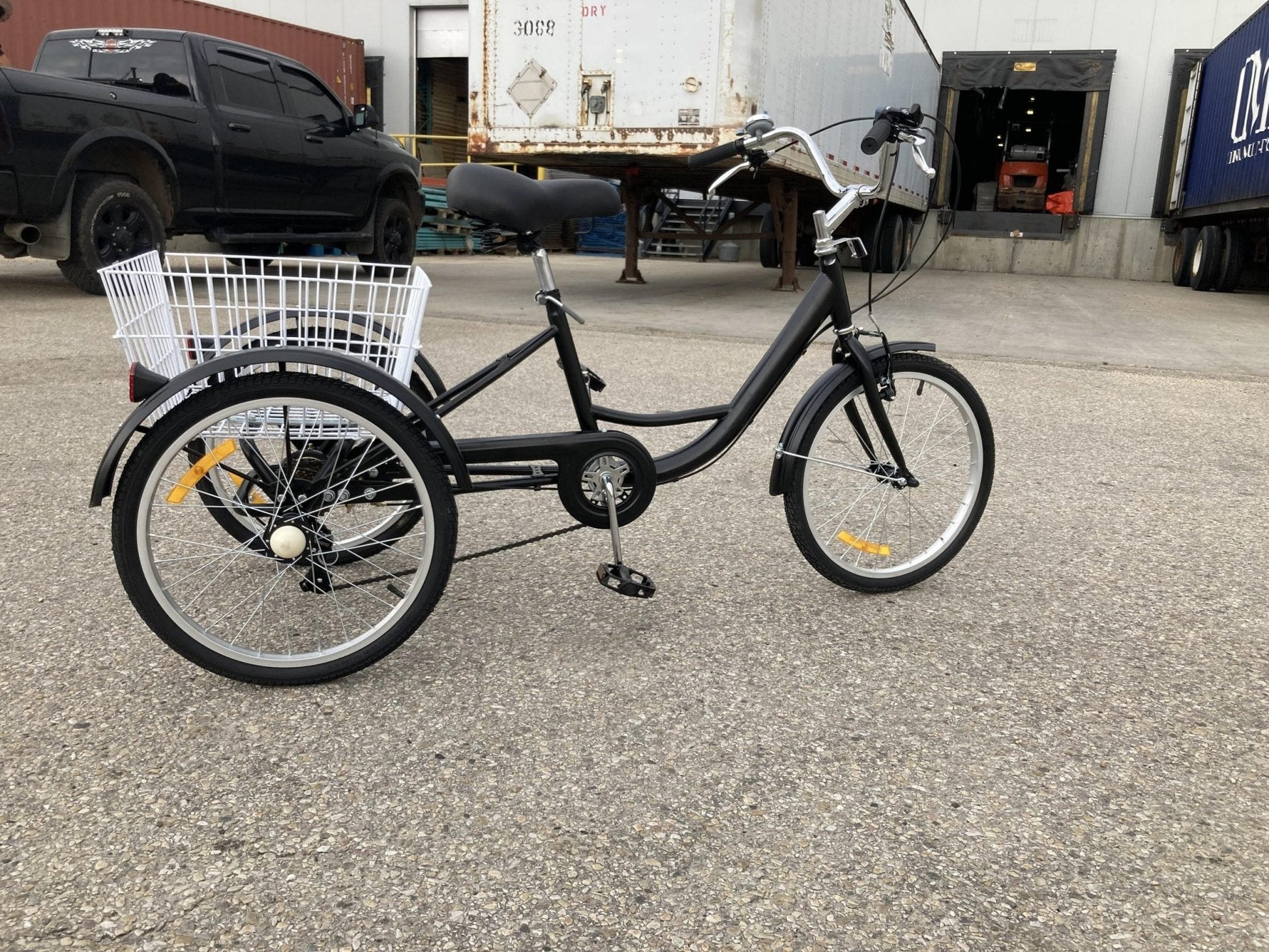 New 24 - Inch Adult Tricycle 3 - Wheel Bicycle with Basket – 7 - Speed Shimano – SKUTRI24ADULT - with 24″ | Sold by Uncle Wiener's Wholesale