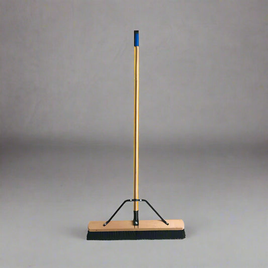 24 inch heavy-duty wood push broom for warehouse cleaning
Shop broom with long wood handle and bristle support brace
Garage floor sweeper for asphalt and concrete debris
Industrial heavy-duty broom with 60 inch handle
Bristled floor broom for outdoor surfaces and driveways