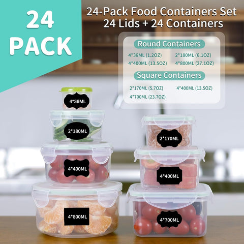 Stackable BPA-Free Food Storage Containers Round and Square