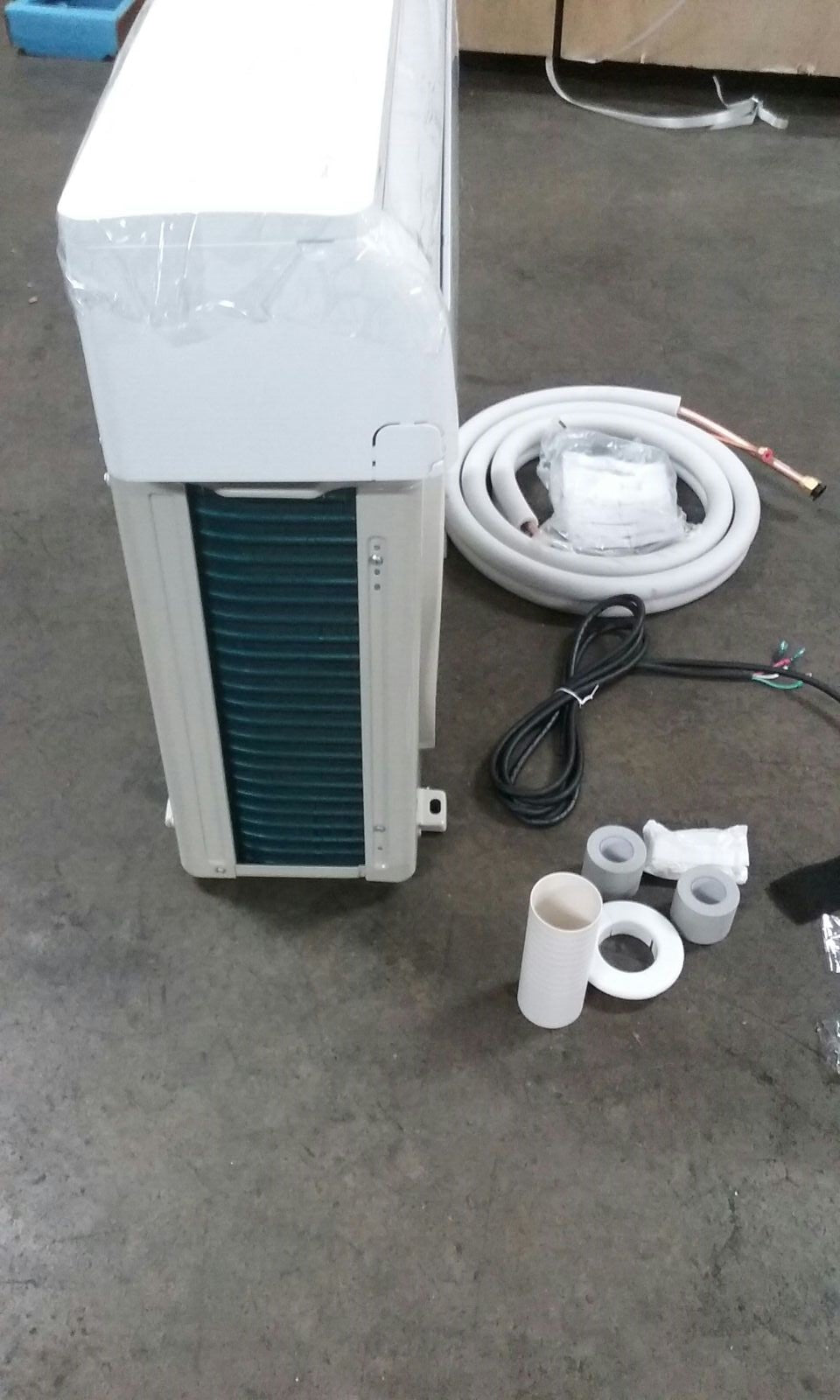 Toshiba 24,000 BTU Ductless Mini Split AC with Install Kit

Indoor air handler with remote control – 1 ton mini split

Outdoor condenser unit with Toshiba compressor

Full mini split AC installation kit (copper lines, drain pipe)

Quiet inverter ductless air conditioner setup