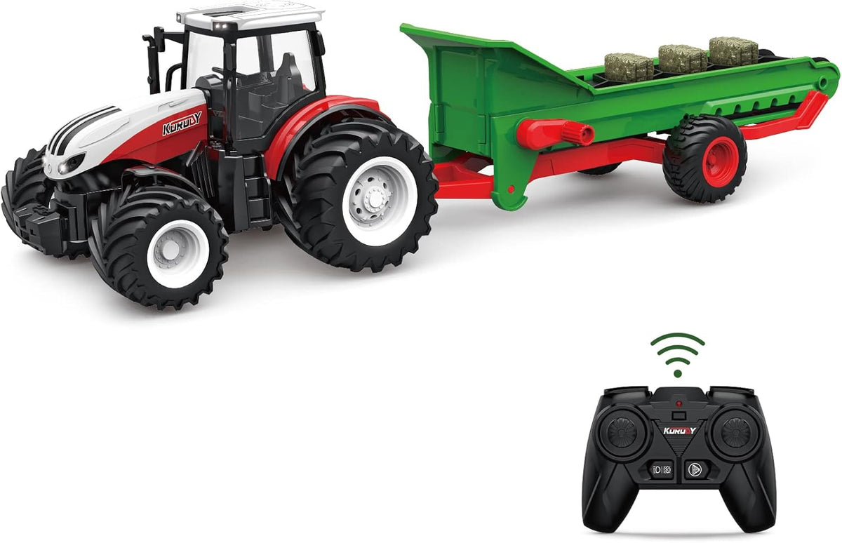 RC 1:24 Farm Tractor with Trailer | 6-Channel Remote Control Toy ...