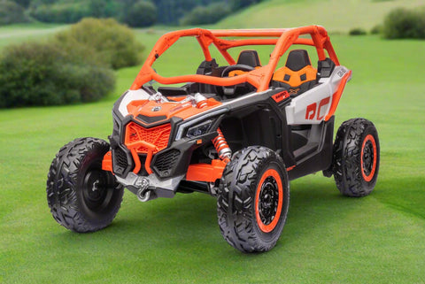 Can-Am Maverick 24V Ride-On UTV – Orange White 2-Seater
200W Brushless Motor UTV for Kids – Front View
24V Ride-On UTV with Remote and Suspension
Dual-Seater Kids UTV – Red White Can-Am Style
Can-Am Maverick Ride-On with Off-Road Tires for Kids