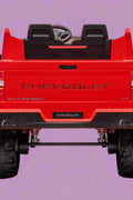 Red Chevrolet ride-on pickup truck for kids with open doors

Front view of Chevrolet kids ride-on with LED lights

Side view of red 24V Chevrolet electric truck toy

Remote-controlled kids electric pickup truck in red

Ride-on truck with Bluetooth and leather seating for children