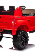 Red Chevrolet ride-on pickup truck for kids with open doors

Front view of Chevrolet kids ride-on with LED lights

Side view of red 24V Chevrolet electric truck toy

Remote-controlled kids electric pickup truck in red

Ride-on truck with Bluetooth and leather seating for children