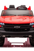 Red Chevrolet ride-on pickup truck for kids with open doors

Front view of Chevrolet kids ride-on with LED lights

Side view of red 24V Chevrolet electric truck toy

Remote-controlled kids electric pickup truck in red

Ride-on truck with Bluetooth and leather seating for children