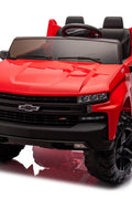 Red Chevrolet ride-on pickup truck for kids with open doors

Front view of Chevrolet kids ride-on with LED lights

Side view of red 24V Chevrolet electric truck toy

Remote-controlled kids electric pickup truck in red

Ride-on truck with Bluetooth and leather seating for children