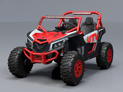 NEW 24V DELUXE UTV RIDE ON 4 WHEEL DRIVE RED & WHITE - with Red & White | Sold by Uncle Wiener's Wholesale