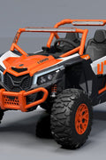 NEW 24V DELUXE UTV RIDE ON 4 WHEEL DRIVE RED & WHITE - with Orange & White | Sold by Uncle Wiener's Wholesale