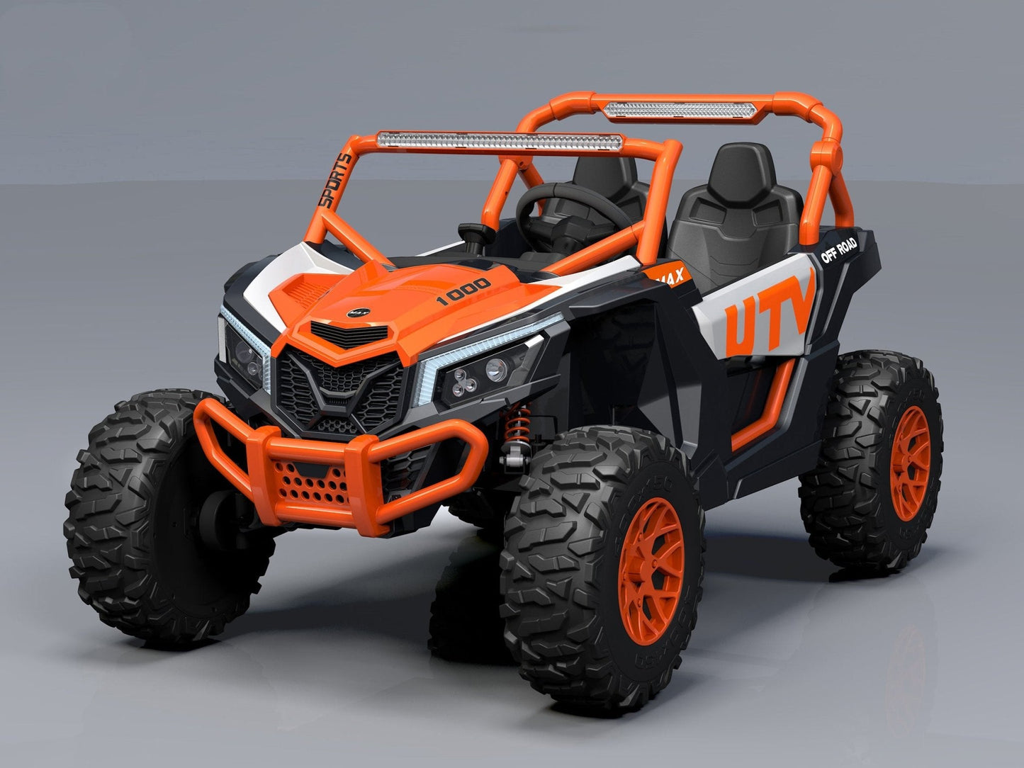 NEW 24V DELUXE UTV RIDE ON 4 WHEEL DRIVE RED & WHITE - with Orange & White | Sold by Uncle Wiener's Wholesale