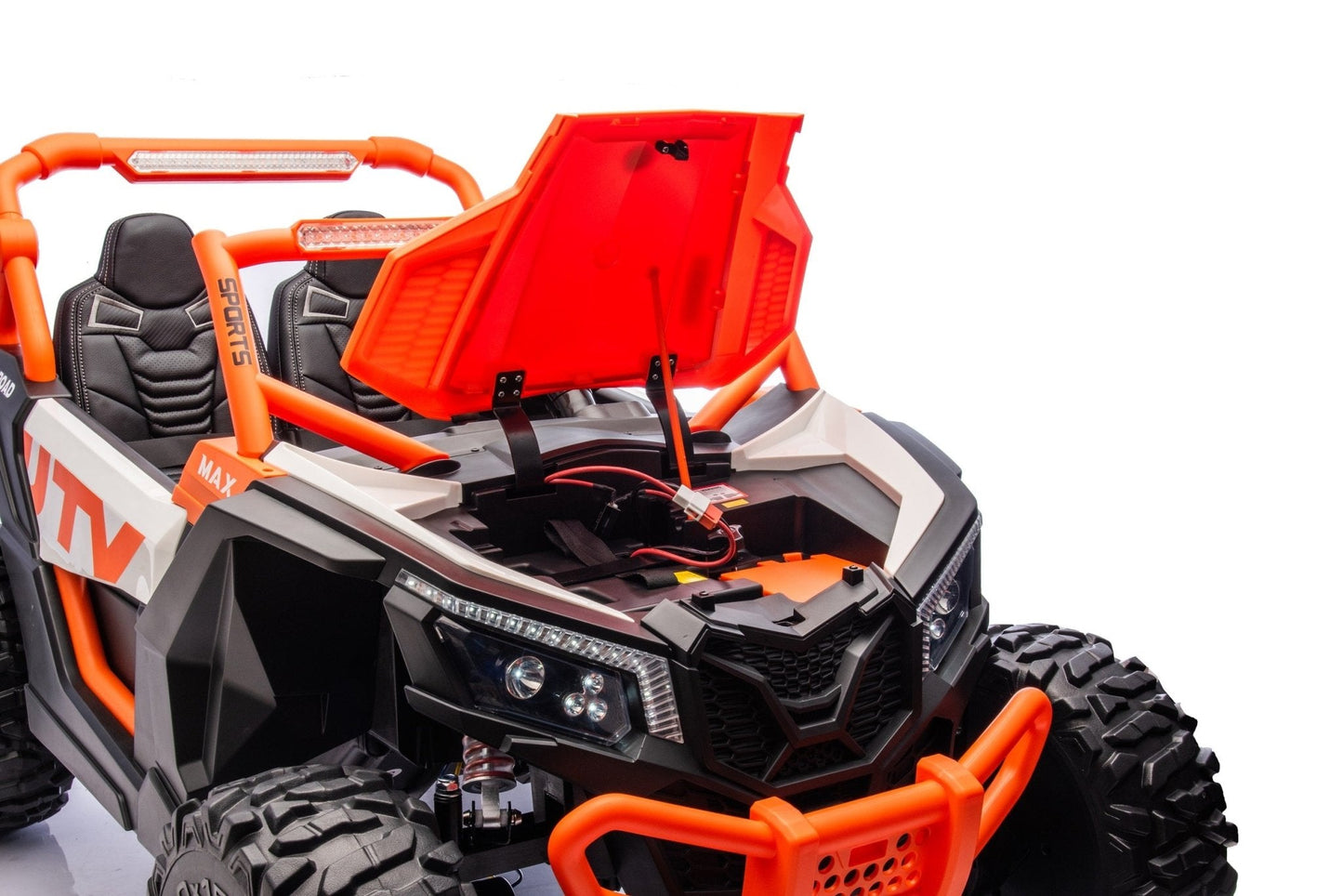 NEW 24V Deluxe UTV Ride - On – 4WD Kids Electric Car - with Orange & White | Sold by Uncle Wiener's Wholesale