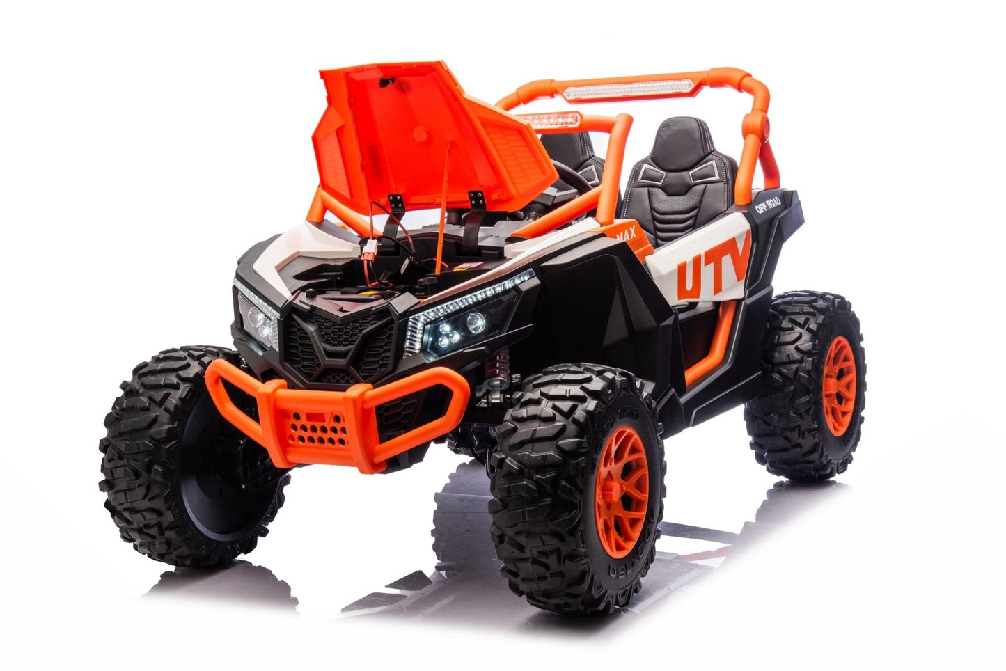 NEW 24V Deluxe UTV Ride - On – 4WD Kids Electric Car - with Orange & White | Sold by Uncle Wiener's Wholesale