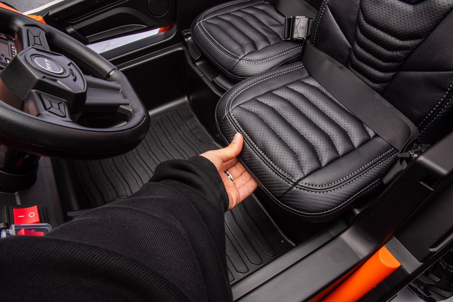 NEW 24V Deluxe UTV Ride - On – 4WD Kids Electric Car - with Orange & White | Sold by Uncle Wiener's Wholesale