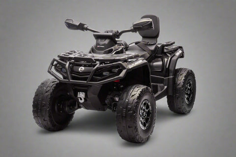 Black Can-Am kids ride-on ATV with LED lights

Side view of Can-Am 24V ATV toy with two seats

Front view of Can-Am Outlander kids ride-on ATV

Kids electric ATV with rugged tires and suspension

Dual-seat ride-on ATV for kids with Bluetooth and LED

