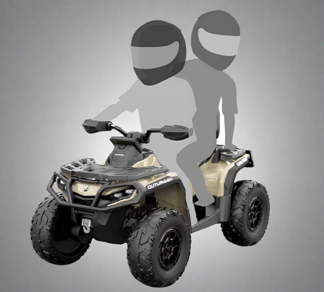 Black Can-Am kids ride-on ATV with LED lights

Side view of Can-Am 24V ATV toy with two seats

Front view of Can-Am Outlander kids ride-on ATV

Kids electric ATV with rugged tires and suspension

Dual-seat ride-on ATV for kids with Bluetooth and LED

