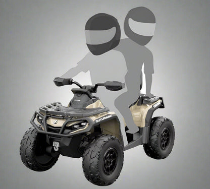 Black Can-Am kids ride-on ATV with LED lights

Side view of Can-Am 24V ATV toy with two seats

Front view of Can-Am Outlander kids ride-on ATV

Kids electric ATV with rugged tires and suspension

Dual-seat ride-on ATV for kids with Bluetooth and LED

