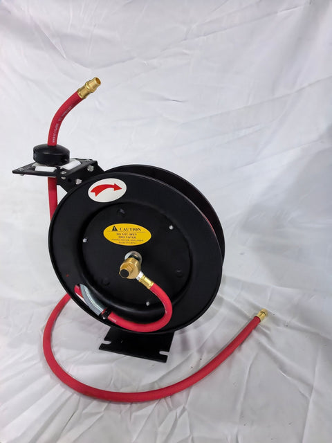 NEW 25 , 50 , 100 FT 3/8″ METAL AIR HYBRID HOSE REEL - with 3/8" 50 FT | Sold by Uncle Wiener's Wholesale