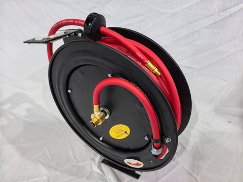NEW 25 , 50 , 100 FT 3/8″ METAL AIR HYBRID HOSE REEL - with 3/8" 25 FT | Sold by Uncle Wiener's Wholesale
