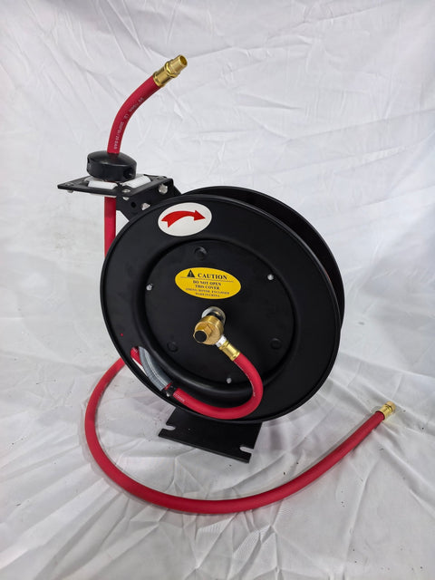 NEW 25 , 50 , 100 FT 3/8″ METAL AIR HYBRID HOSE REEL - with 3/8" 25 FT | Sold by Uncle Wiener's Wholesale