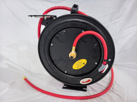 NEW 25 , 50 , 100 FT 3/8″ METAL AIR HYBRID HOSE REEL - with 3/8" 25 FT | Sold by Uncle Wiener's Wholesale