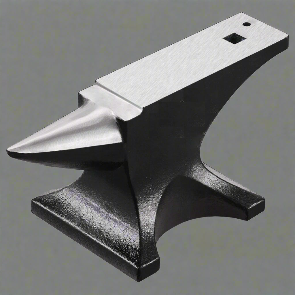 “25 lb cast iron blacksmith anvil with horn”

“88 lb horn anvil for forging and metalwork”

“Heavy-duty blacksmithing tool with cast iron construction”

“Side view of horned blacksmith anvil on white background”