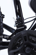 26 inch electric fat tire e-bike with 500W motor and disc brakes
Side view of black all-terrain e-bike with oversized tires
Removable 48V lithium battery on mountain fat tire e-bike
Close-up of rear hub motor and gear system on electric bike
Electric trail bike designed for snow, sand, and rugged terrain
Urban and off-road ready fat tire e-bike with aluminum frame
