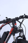 26 inch electric fat tire e-bike with 500W motor and disc brakes
Side view of black all-terrain e-bike with oversized tires
Removable 48V lithium battery on mountain fat tire e-bike
Close-up of rear hub motor and gear system on electric bike
Electric trail bike designed for snow, sand, and rugged terrain
Urban and off-road ready fat tire e-bike with aluminum frame