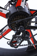 26 inch electric fat tire e-bike with 500W motor and disc brakes
Side view of black all-terrain e-bike with oversized tires
Removable 48V lithium battery on mountain fat tire e-bike
Close-up of rear hub motor and gear system on electric bike
Electric trail bike designed for snow, sand, and rugged terrain
Urban and off-road ready fat tire e-bike with aluminum frame