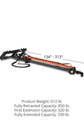 26 FT Telescoping Hydraulic Truss Boom for Skid Steer
Skid Steer Crane Arm Lifting Beam
Truss Boom Fully Extended
Close-up of Hydraulic Truss Boom Cylinders
Heavy-Duty Skid Steer Boom with Safety Valve System