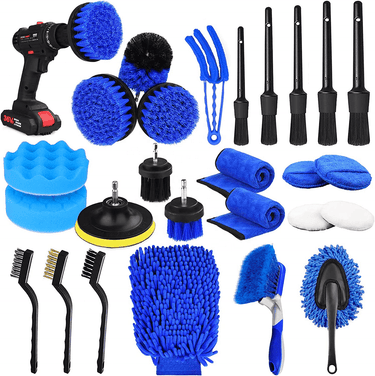 New 26 PCS Car Detailing Brush Set Auto Detailing Kit with Buffing Sponges 26PDB - with | Sold by Uncle Wiener's Wholesale