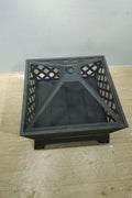 New 26" Square Firepit with Antique Bronze Finish & Spark Guard – Embossed Design | SKU: XY0616 - with | Sold by Uncle Wiener's Wholesale