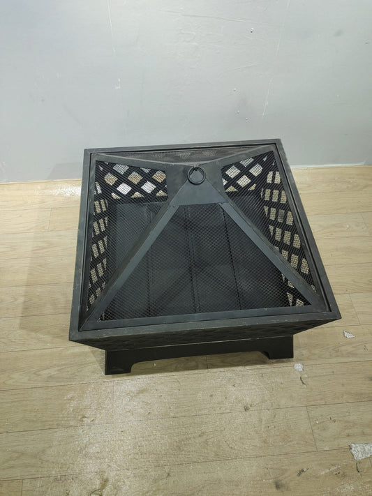 New 26" Square Firepit with Antique Bronze Finish & Spark Guard – Embossed Design | SKU: XY0616 - with | Sold by Uncle Wiener's Wholesale