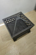 New 26" Square Firepit with Antique Bronze Finish & Spark Guard – Embossed Design | SKU: XY0616 - with | Sold by Uncle Wiener's Wholesale