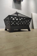 New 26" Square Firepit with Antique Bronze Finish & Spark Guard – Embossed Design | SKU: XY0616 - with | Sold by Uncle Wiener's Wholesale