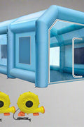 Inflatable car paint spray booth 26x13x10 ft exterior view
Interior view of inflatable paint booth with partition wall
Blue portable spray booth with two blowers and windows
Dust-free mobile painting tent setup for automotive use
Folded and inflated stages of an inflatable paint booth