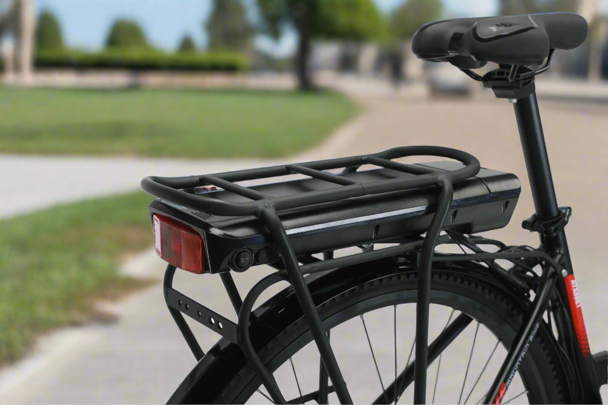 28 inch electric city cruiser bike – side view
350W rear hub motor close-up on e-bike
Lightweight aluminum e-bike with step-through frame
Display panel and handlebar view of electric bike
21-speed electric commuter bike on city road