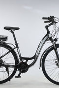 28 inch electric city cruiser bike – side view
350W rear hub motor close-up on e-bike
Lightweight aluminum e-bike with step-through frame
Display panel and handlebar view of electric bike
21-speed electric commuter bike on city road