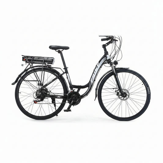 28 inch electric city cruiser bike – side view
350W rear hub motor close-up on e-bike
Lightweight aluminum e-bike with step-through frame
Display panel and handlebar view of electric bike
21-speed electric commuter bike on city road