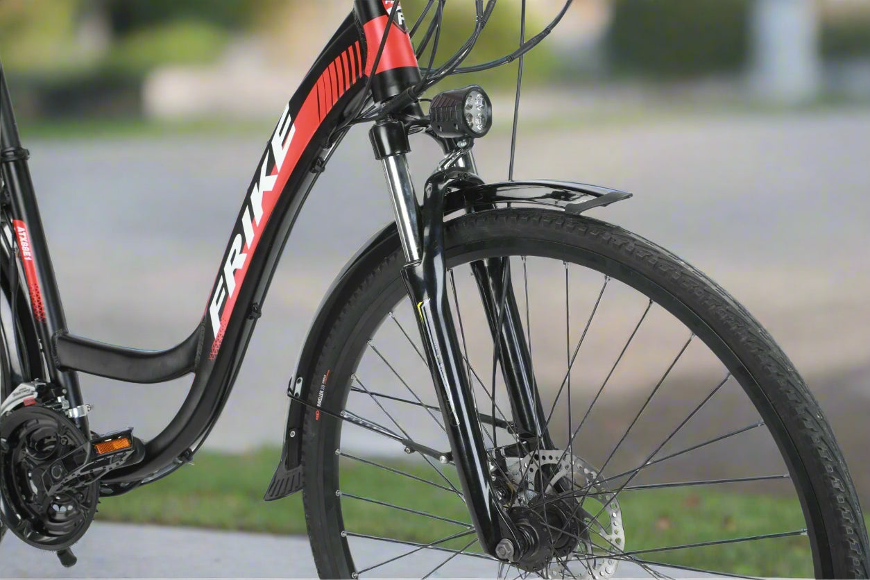28 inch electric city cruiser bike – side view
350W rear hub motor close-up on e-bike
Lightweight aluminum e-bike with step-through frame
Display panel and handlebar view of electric bike
21-speed electric commuter bike on city road