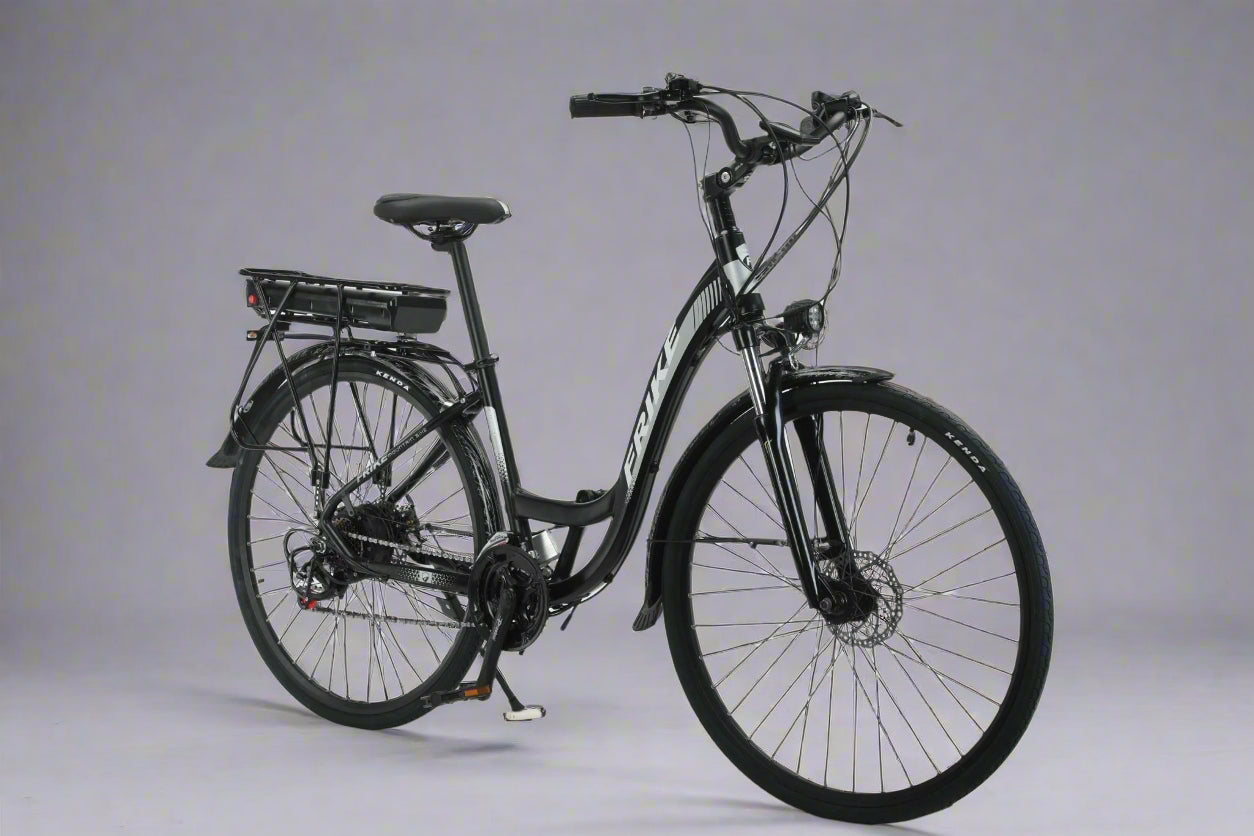 28 inch electric city cruiser bike – side view
350W rear hub motor close-up on e-bike
Lightweight aluminum e-bike with step-through frame
Display panel and handlebar view of electric bike
21-speed electric commuter bike on city road