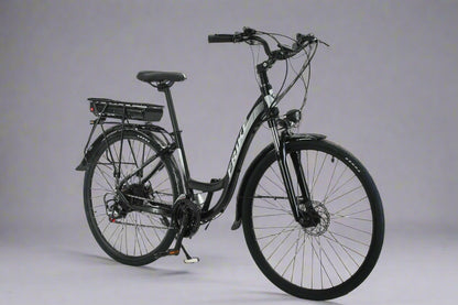 28 inch electric city cruiser bike – side view
350W rear hub motor close-up on e-bike
Lightweight aluminum e-bike with step-through frame
Display panel and handlebar view of electric bike
21-speed electric commuter bike on city road