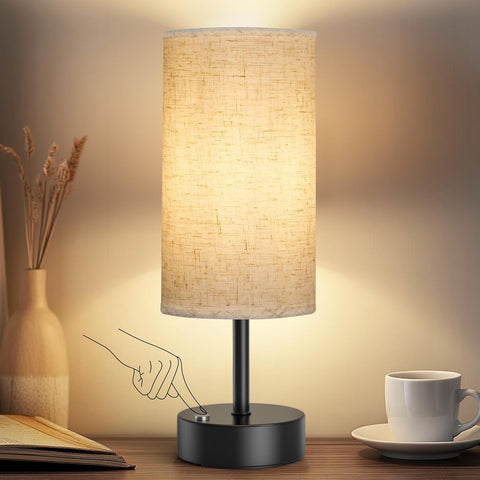 3-Color Bedside Table Lamp with USB A & C Ports for Nightstand
