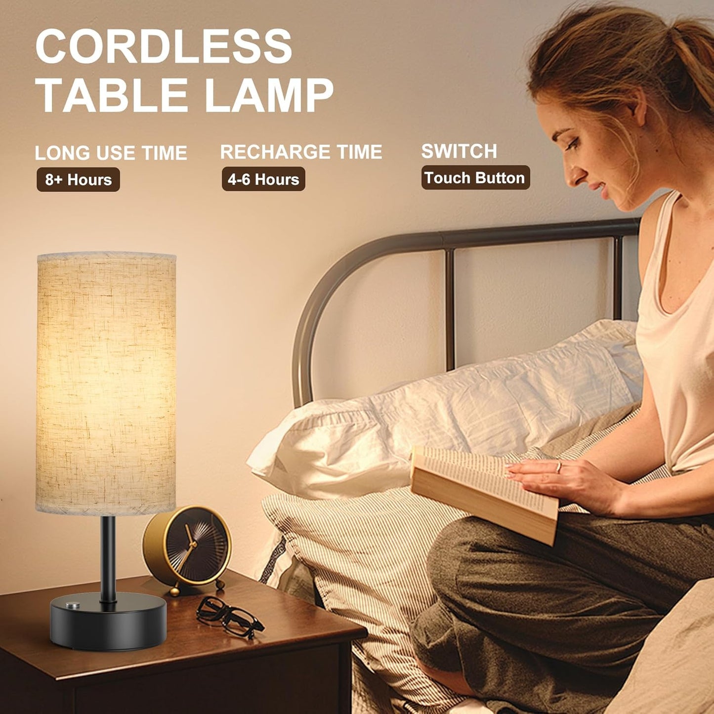 Charging Smartphone Using USB Ports on Bedside Table Lamp