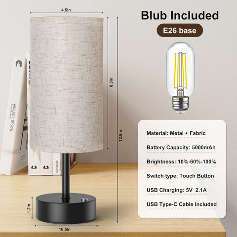 Minimalist LED Bedside Table Lamp with USB Charging for Modern Decor